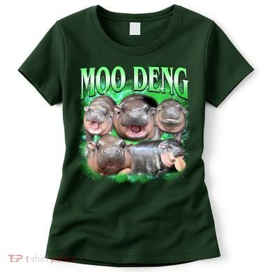 Green Moo Deng Meme Hippo Women's T-Shirt