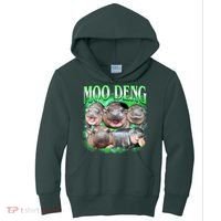 Green Moo Deng Meme Hippo Kids Hoodie thumb 0