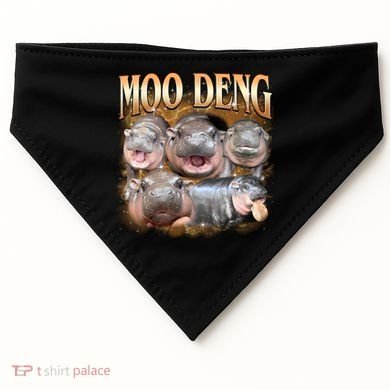 Gold Moo Deng Meme Hippo Funny USA-Made Doggie Bandana