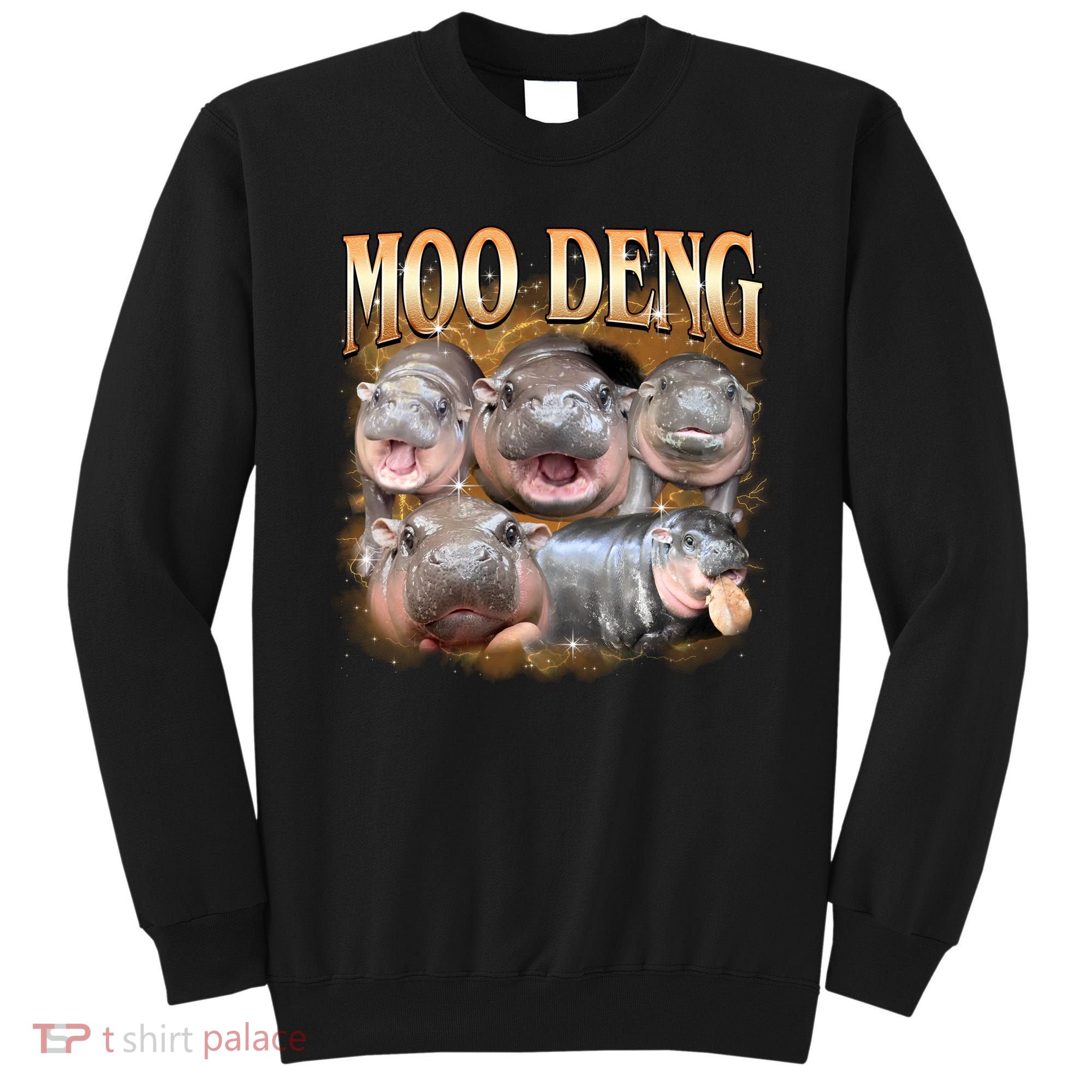 Gold Moo Deng Meme Hippo Funny Sweatshirt