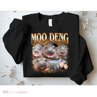 Gold Moo Deng Meme Hippo Funny Sweatshirt thumb 2