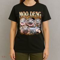 Gold Moo Deng Meme Hippo Funny T-Shirt thumb 4