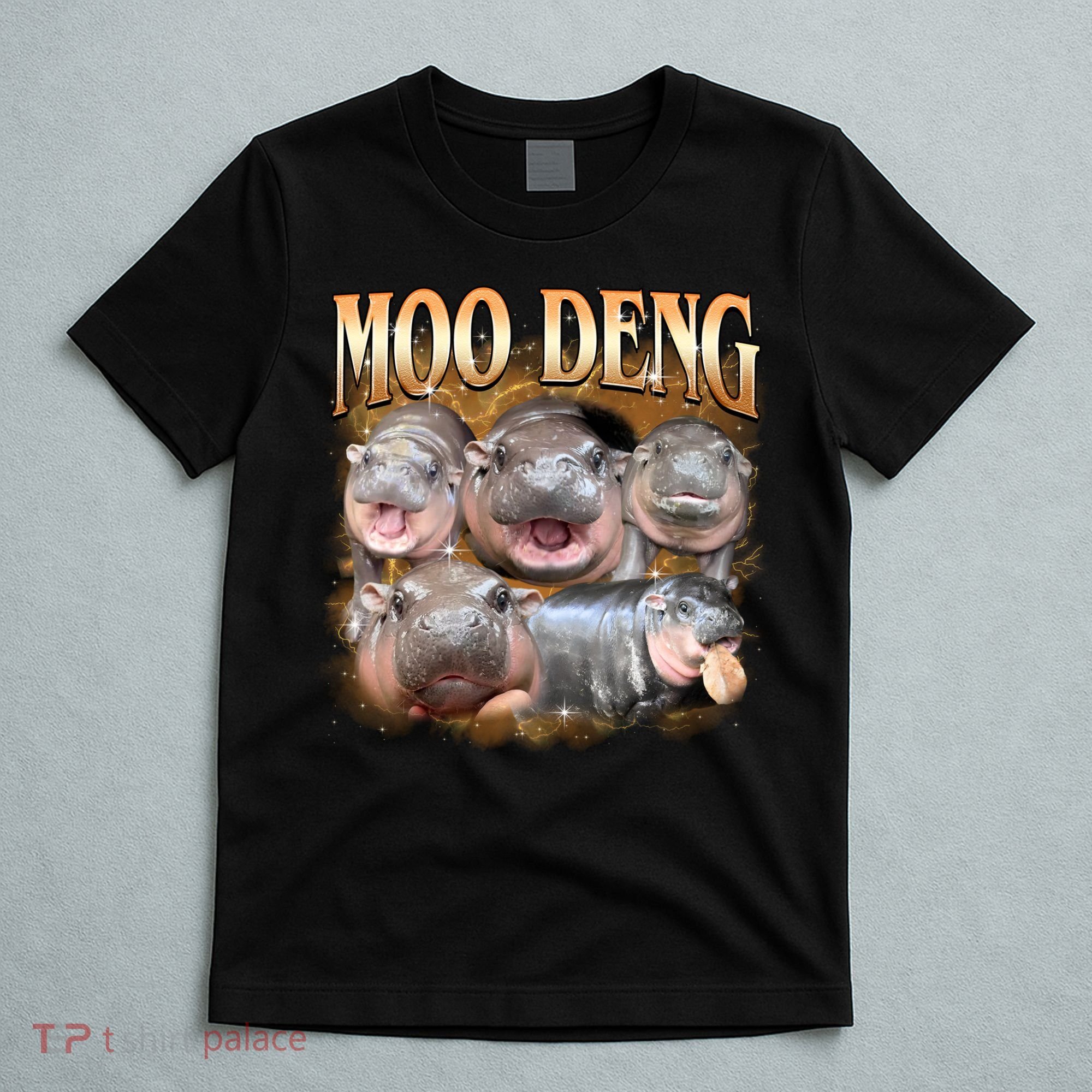 Gold Moo Deng Meme Hippo Funny T-Shirt