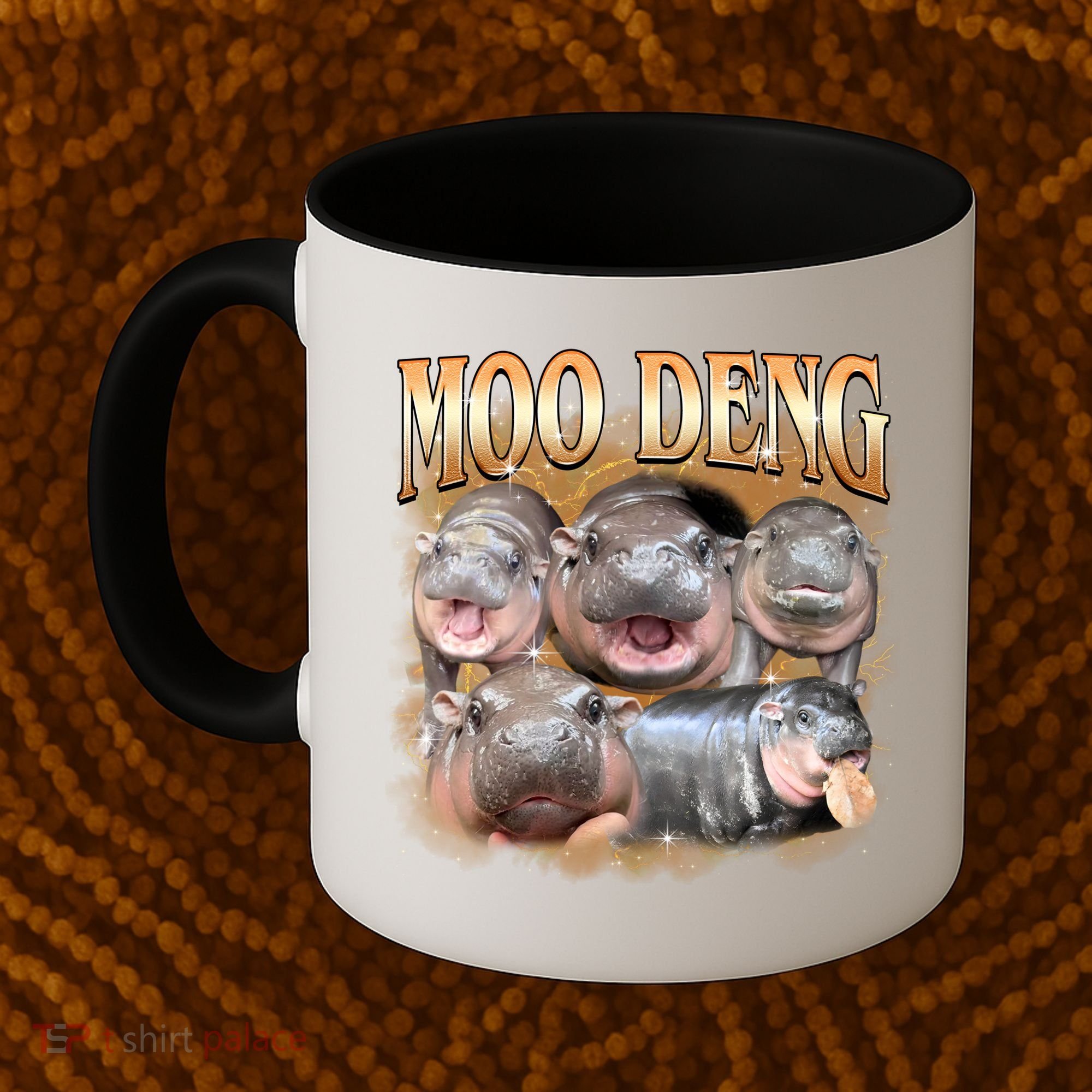 Gold Moo Deng Meme Hippo Funny Coffee Mug