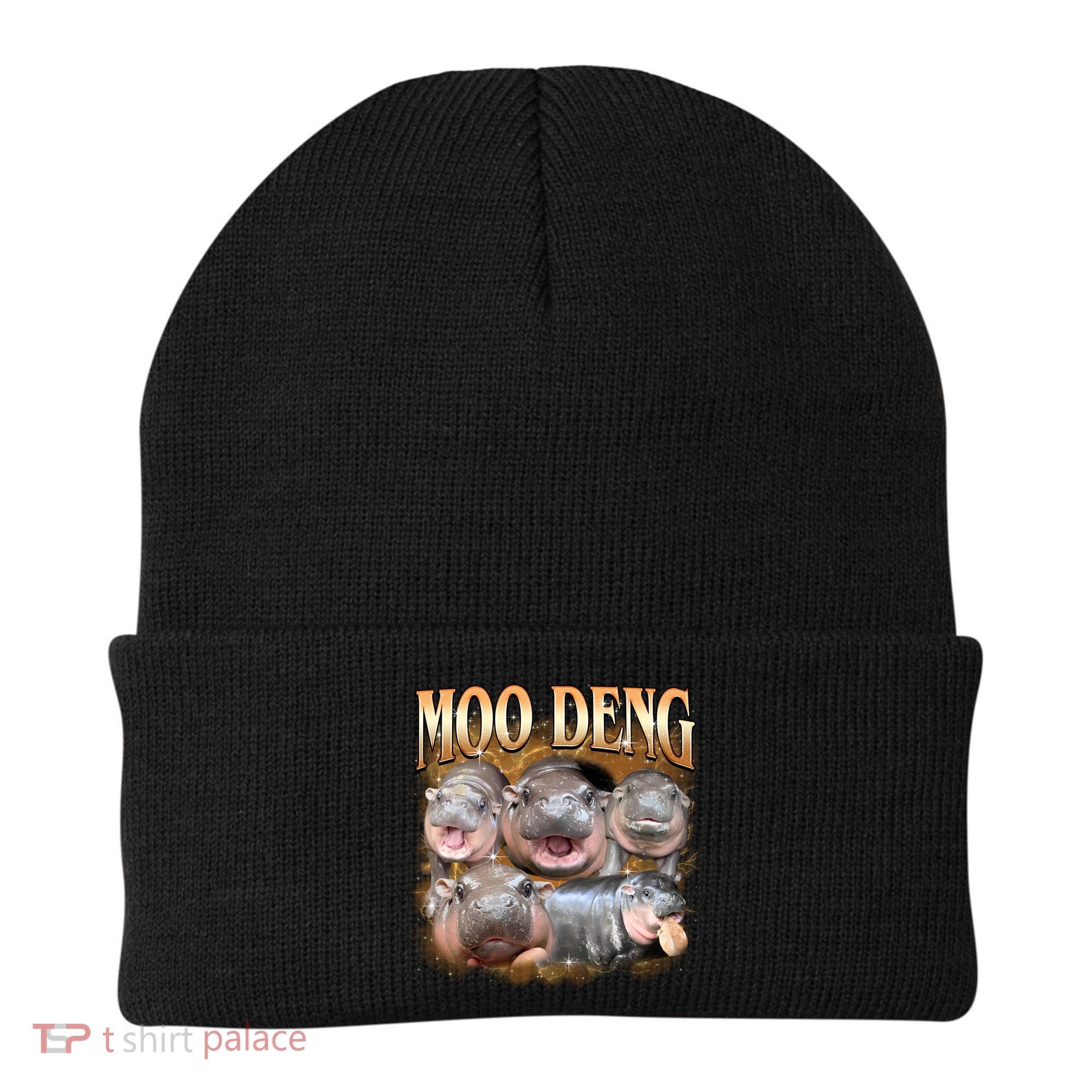 Gold Moo Deng Meme Hippo Funny Beanie