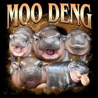 Gold Moo Deng Meme Hippo Funny Coaster thumb 2