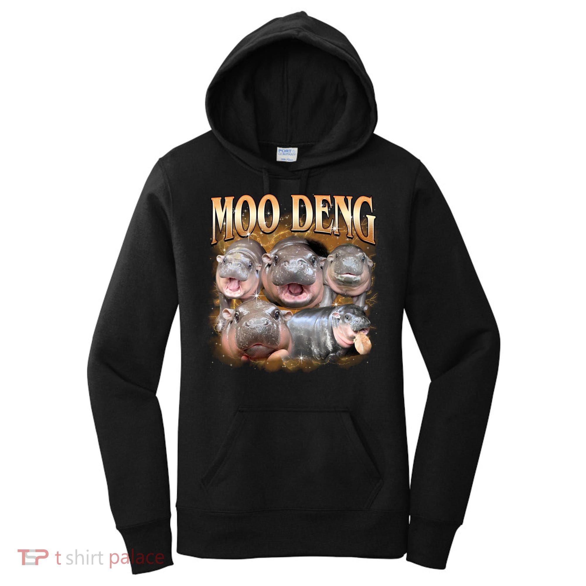 Gold Moo Deng Meme Hippo Funny Women's Hoodie
