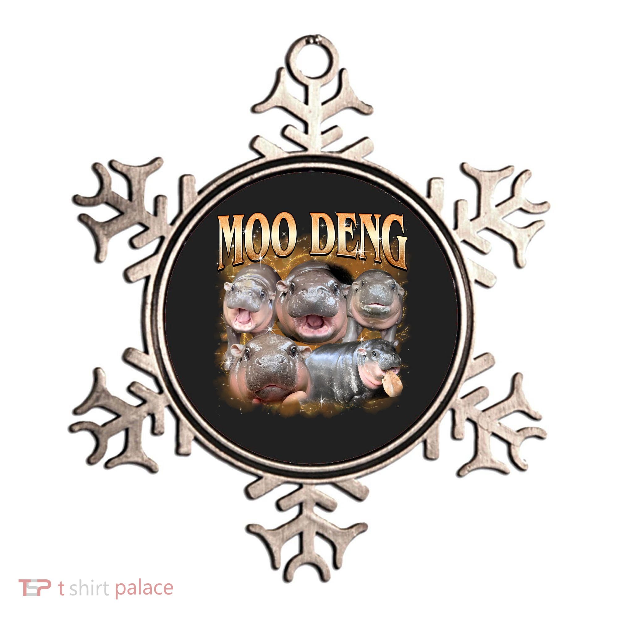 Gold Moo Deng Meme Hippo Funny Ornament