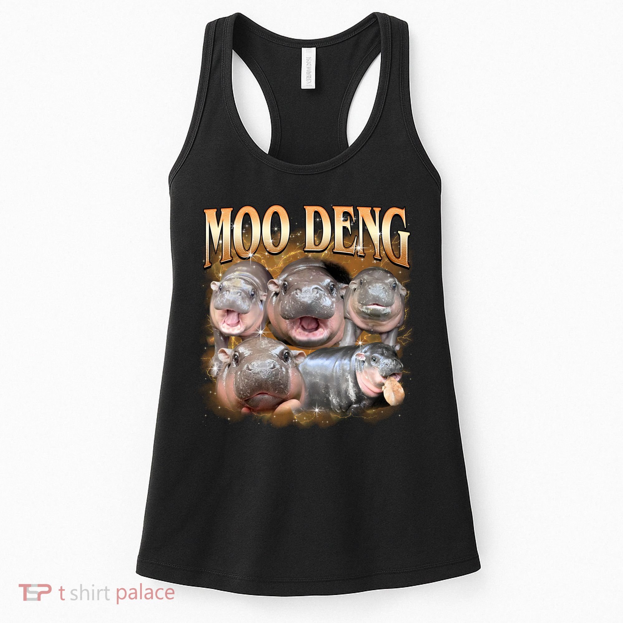 Gold Moo Deng Meme Hippo Funny Women's Tank Top