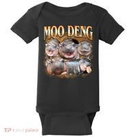 Gold Moo Deng Meme Hippo Funny Baby Bodysuit thumb 0