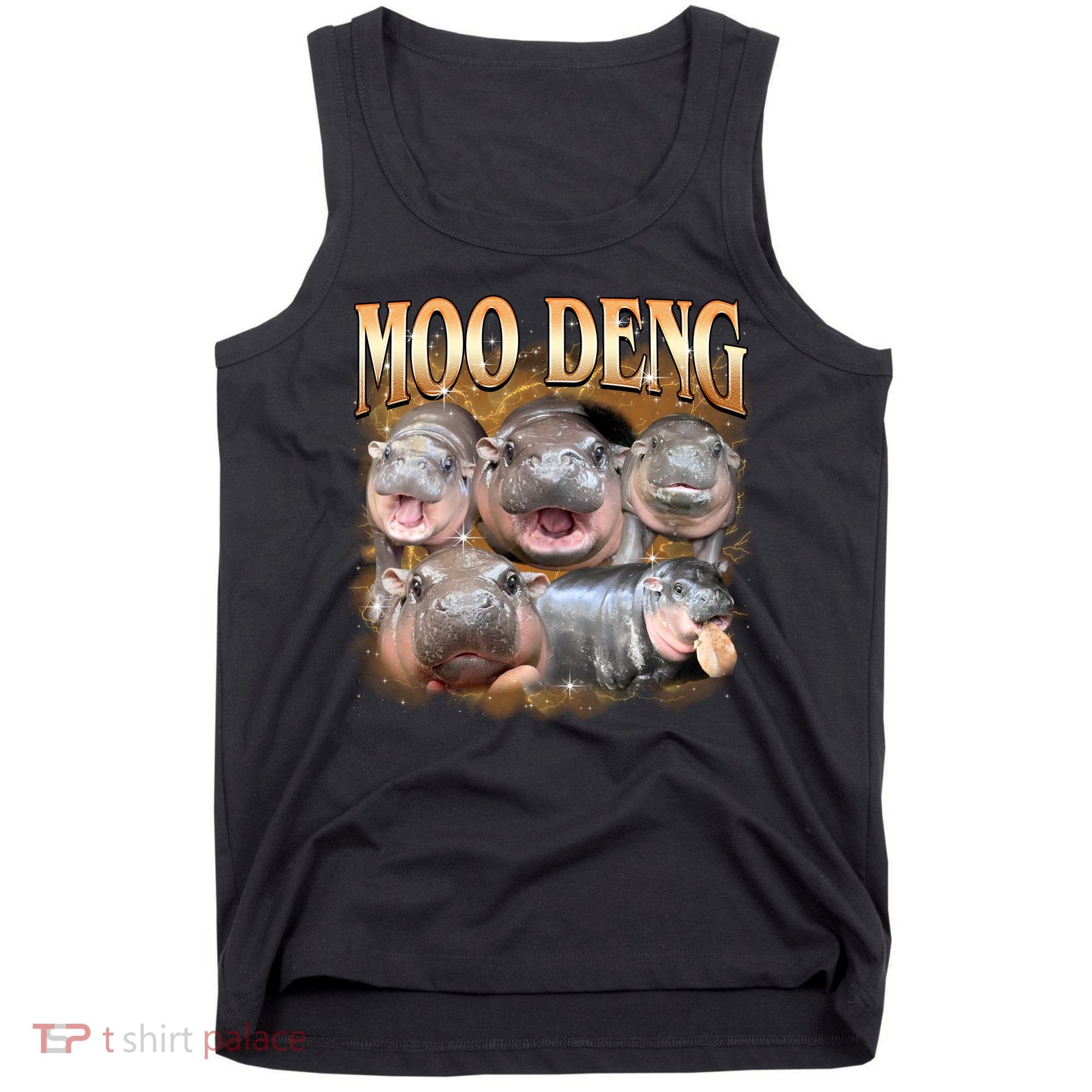 Gold Moo Deng Meme Hippo Funny Tank Top