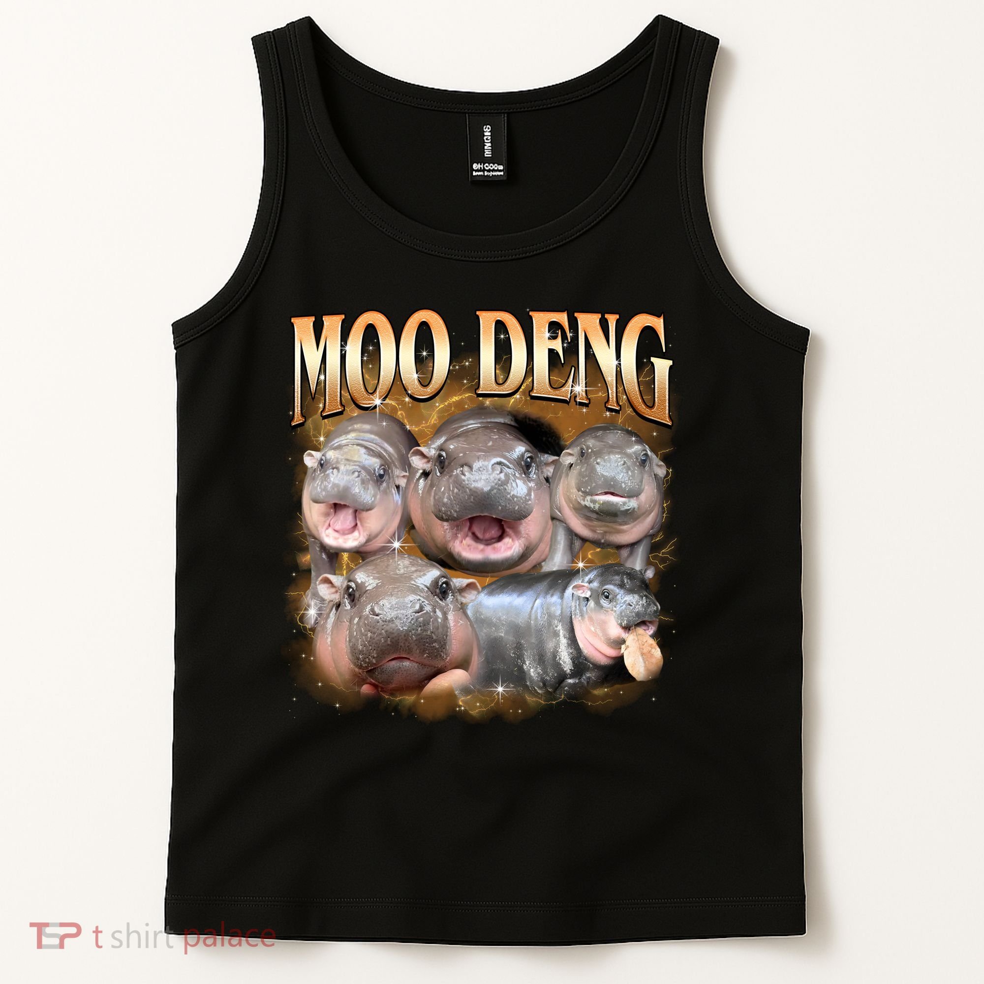 Gold Moo Deng Meme Hippo Funny Tank Top