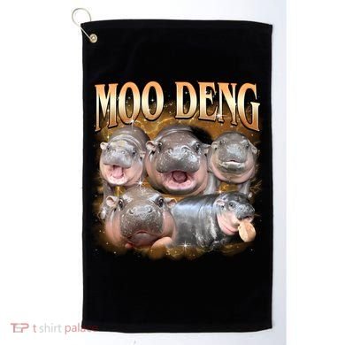 Gold Moo Deng Meme Hippo Funny Golf Towel
