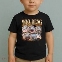 Gold Moo Deng Meme Hippo Funny Toddler T-Shirt thumb 2
