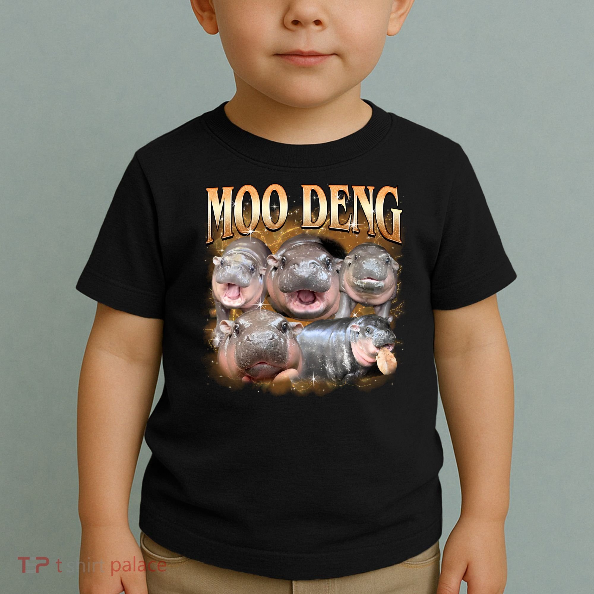 Gold Moo Deng Meme Hippo Funny Toddler T-Shirt