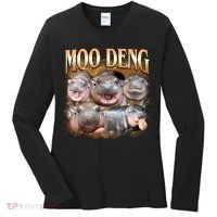 Gold Moo Deng Meme Hippo Funny Women's Long Sleeve Shirt thumb 0