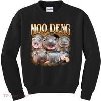 Gold Moo Deng Meme Hippo Funny Kids Sweatshirt thumb 0
