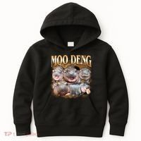 Gold Moo Deng Meme Hippo Funny Kids Hoodie thumb 0