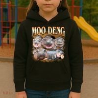 Gold Moo Deng Meme Hippo Funny Kids Hoodie thumb 3