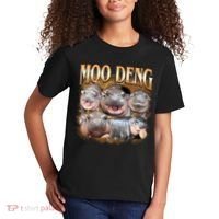 Gold Moo Deng Meme Hippo Funny Kids T-Shirt thumb 2