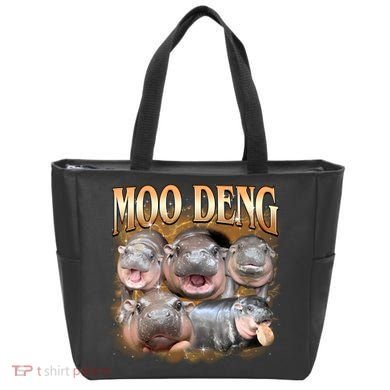 Gold Moo Deng Meme Hippo Funny Tote Bag