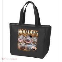 Gold Moo Deng Meme Hippo Funny Tote Bag thumb 3