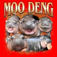 Gold Moo Deng Meme Hippo Funny Santa Hat thumb 1