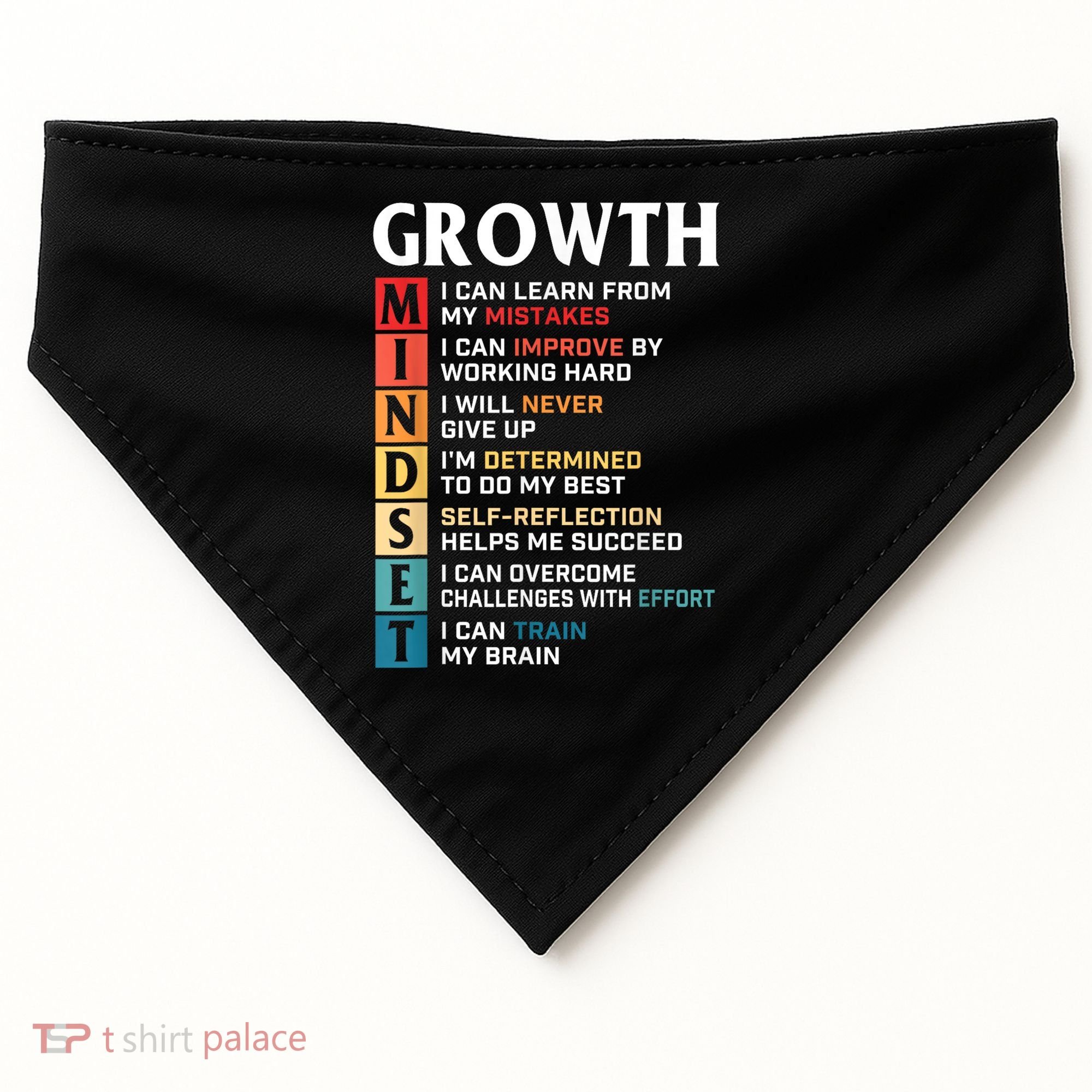 Growth Mindset Definition Motivational Quote Inspiration USA-Made Doggie Bandana