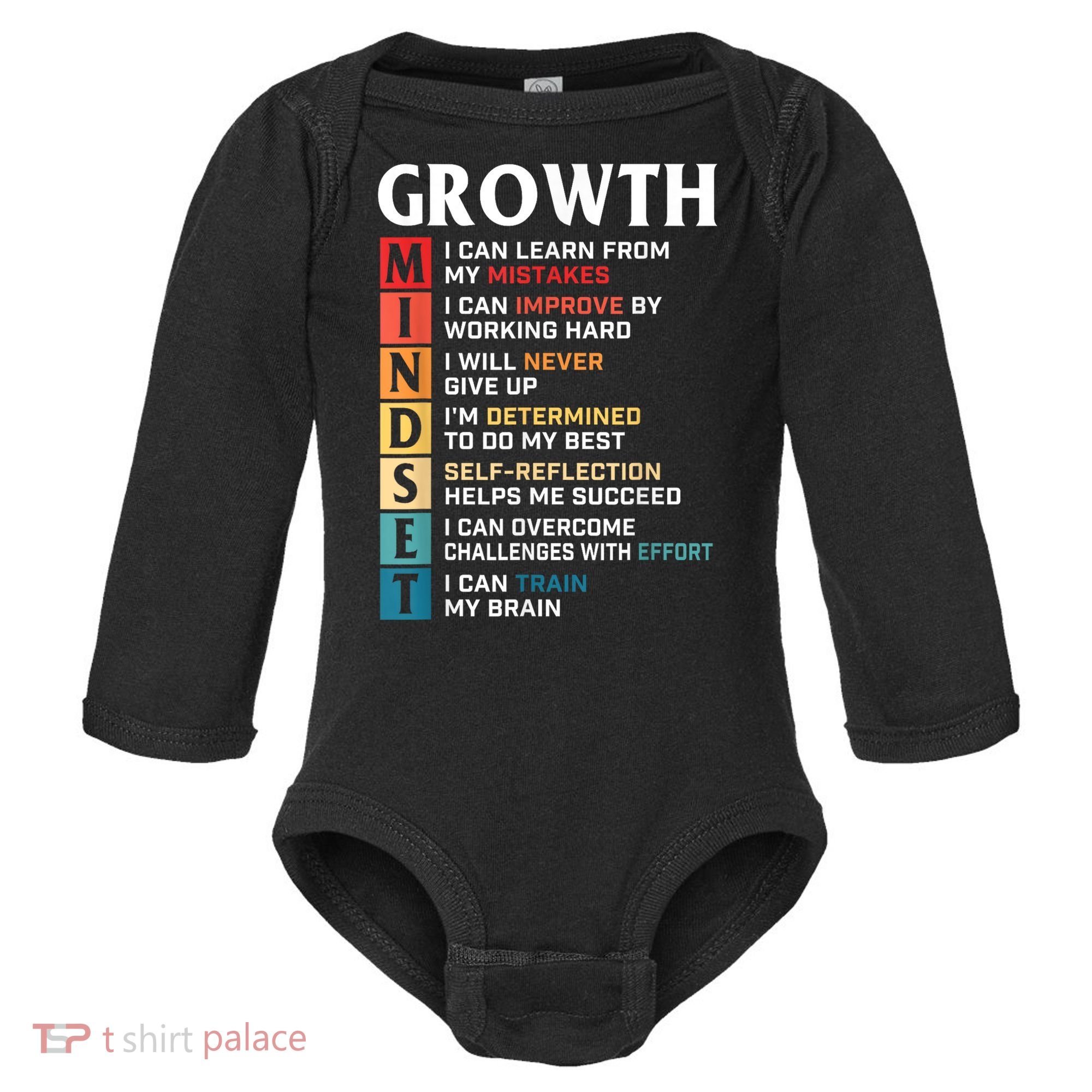 Growth Mindset Definition Motivational Quote Inspiration Baby Long Sleeve Bodysuit