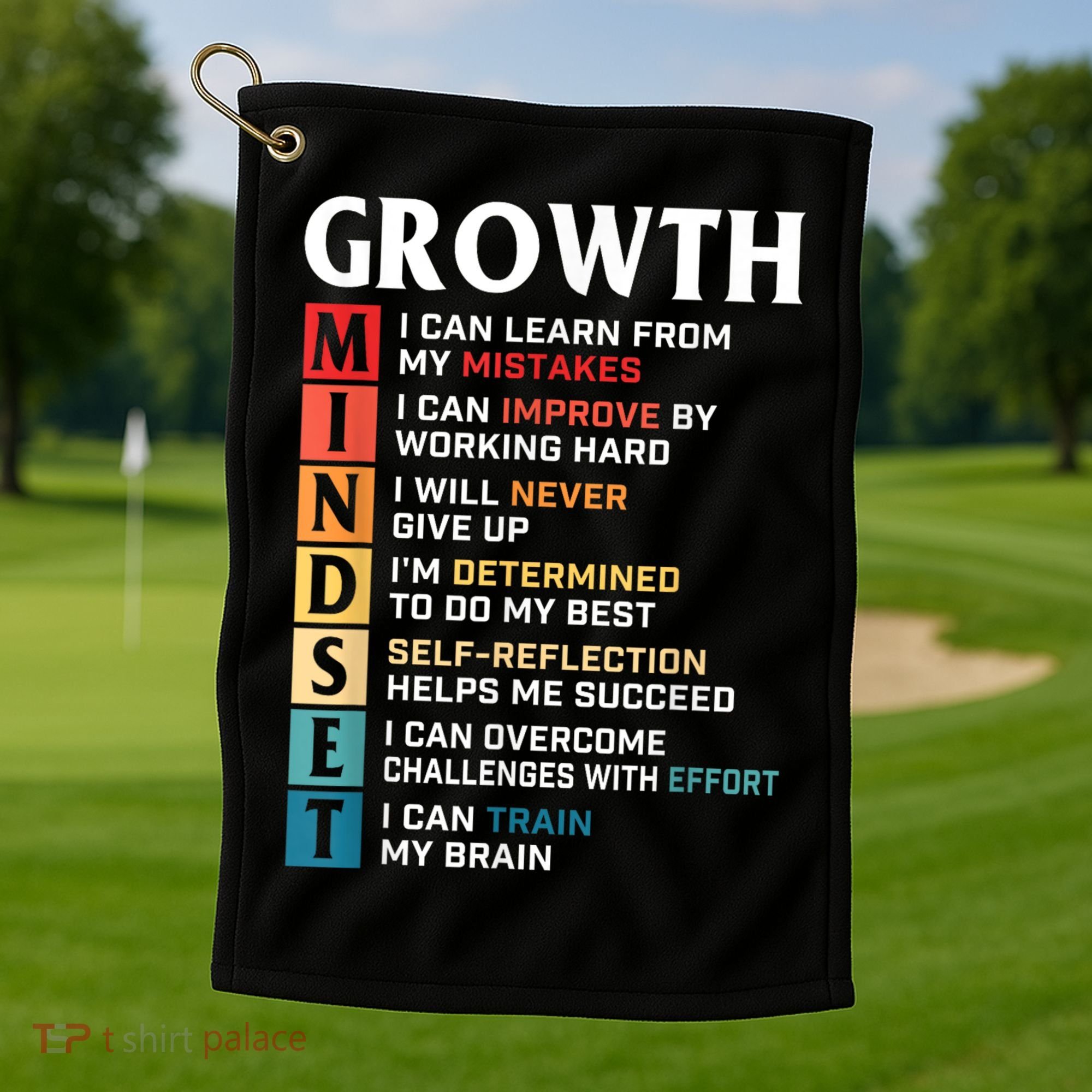 Growth Mindset Definition Motivational Quote Inspiration Golf Towel