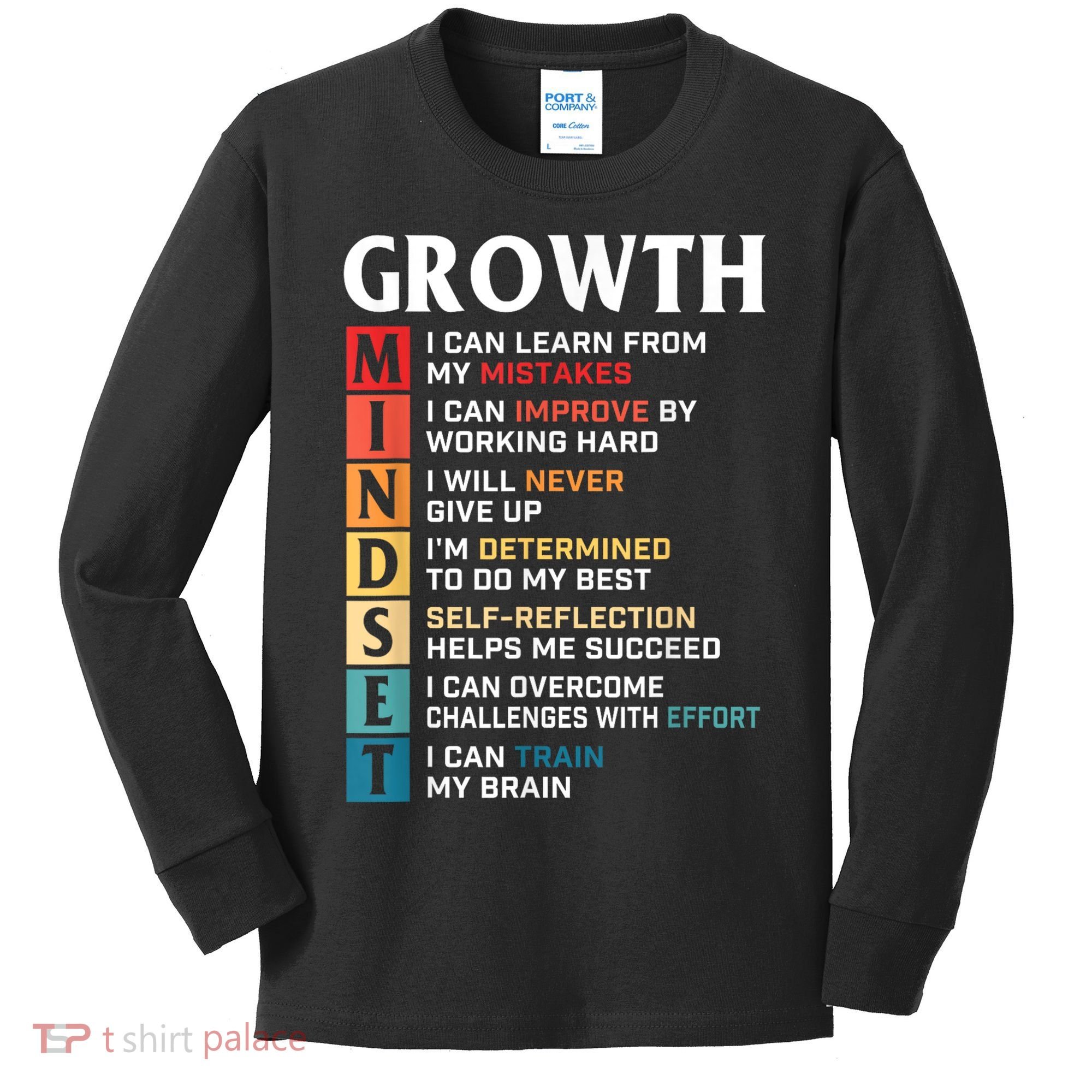 Growth Mindset Definition Motivational Quote Inspiration Kids Long Sleeve Shirt