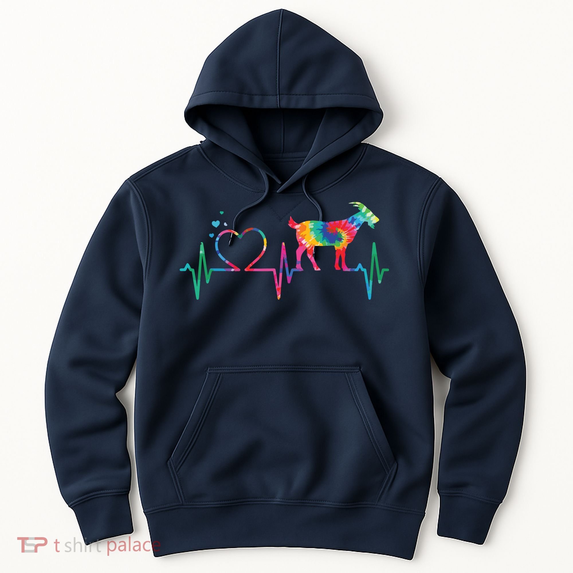 Goat Mom Dad Heartbeat Tie Dye Farm Animal Hoodie
