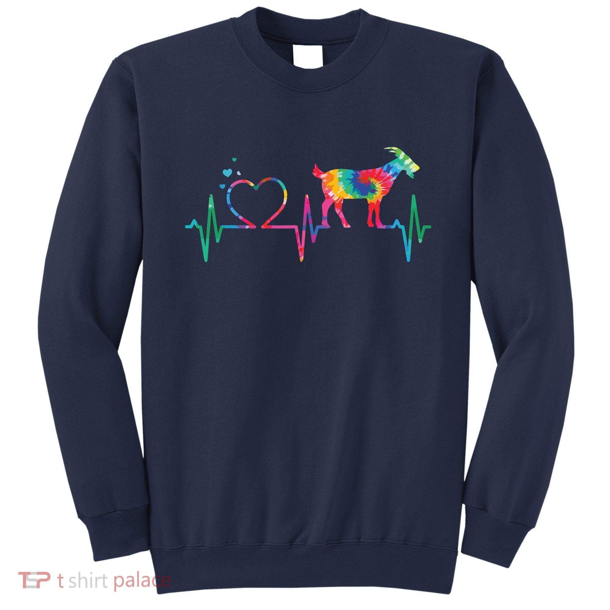 Goat Mom Dad Heartbeat Tie Dye Farm Animal Sweatshirt