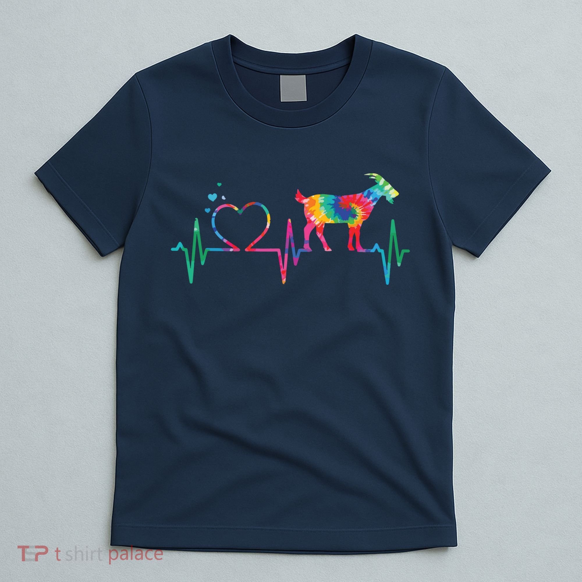 Goat Mom Dad Heartbeat Tie Dye Farm Animal T-Shirt