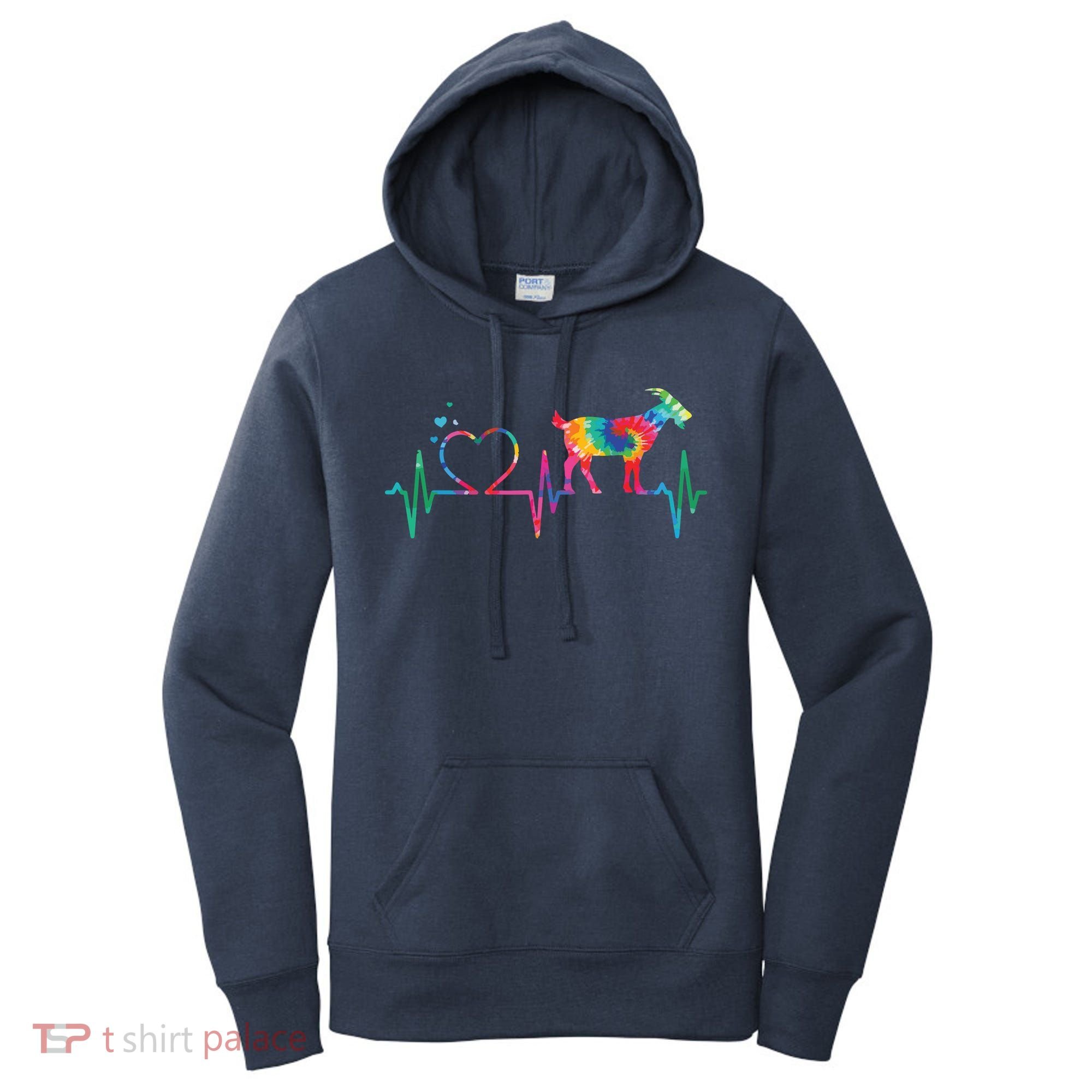 Goat Mom Dad Heartbeat Tie Dye Farm Animal Women's Hoodie