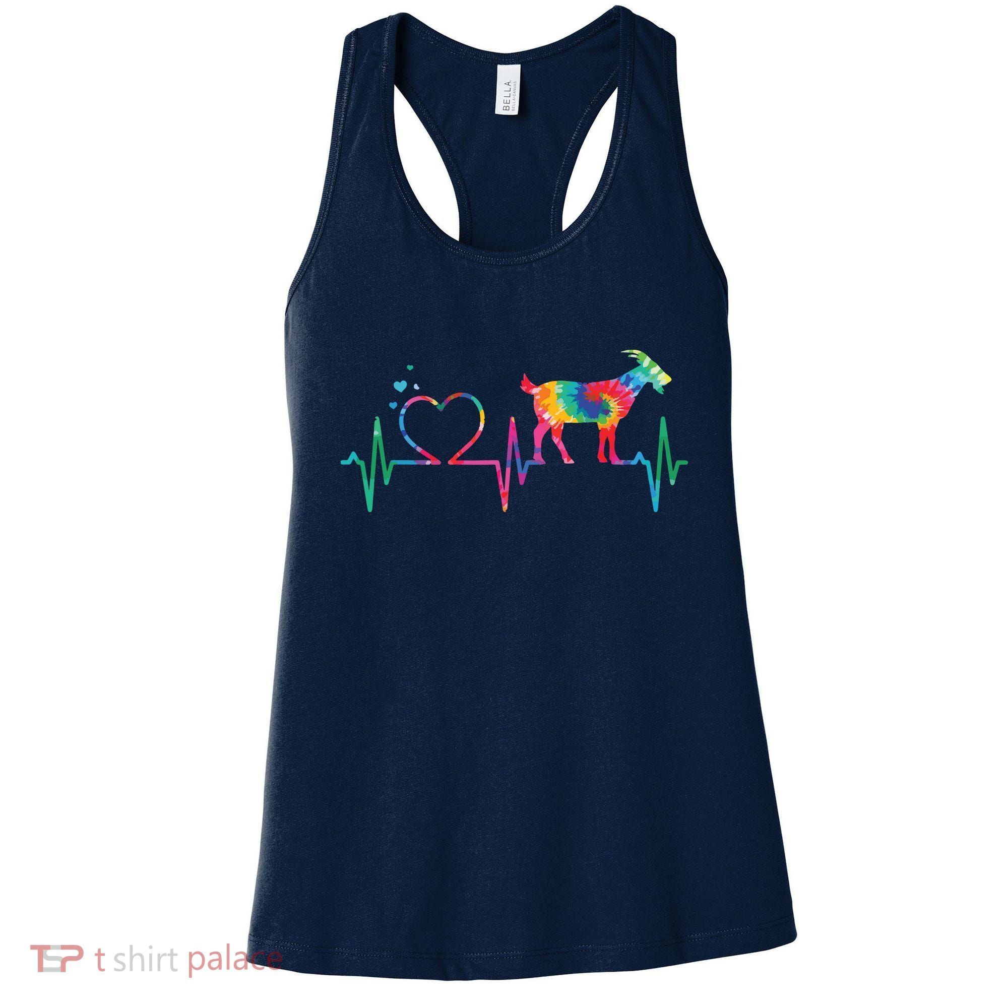 Goat Mom Dad Heartbeat Tie Dye Farm Animal Women's Tank Top