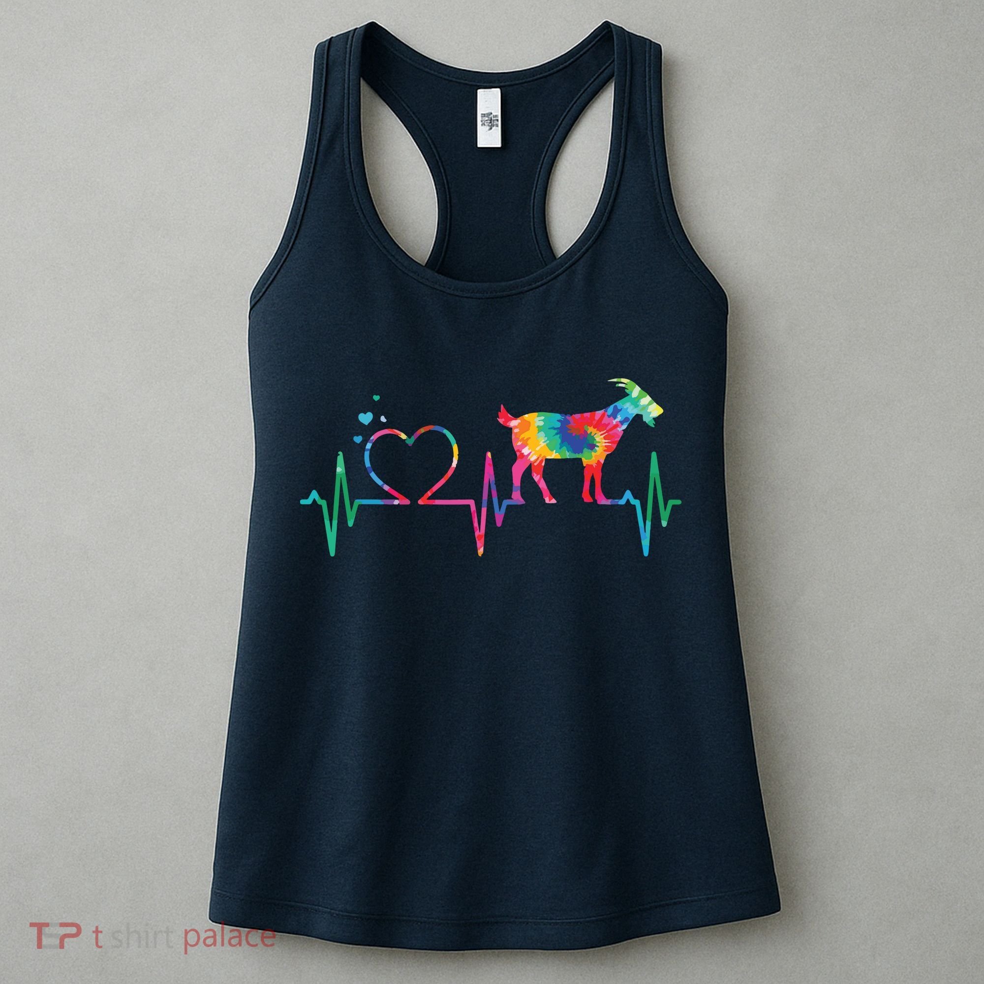 Goat Mom Dad Heartbeat Tie Dye Farm Animal Women's Tank Top