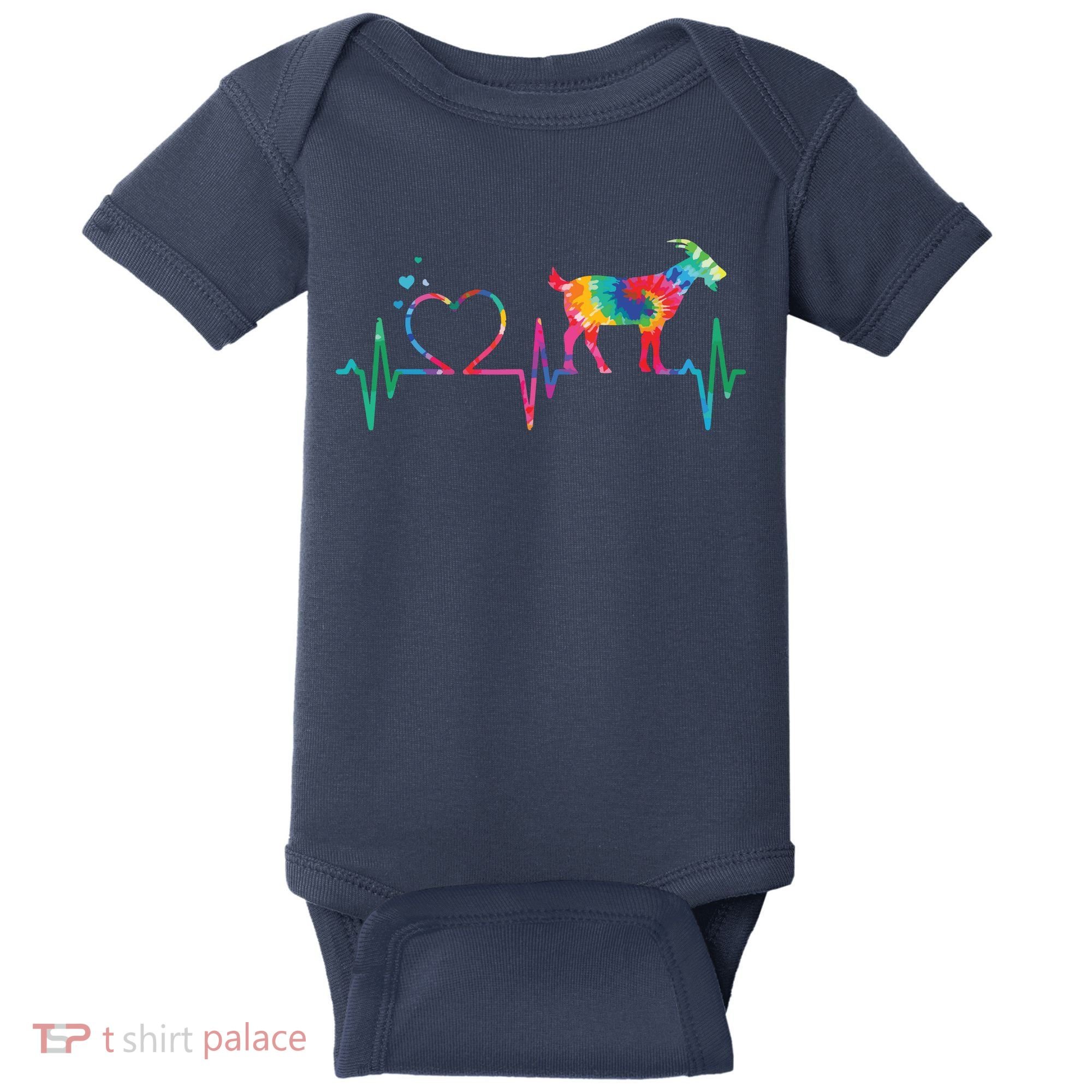 Goat Mom Dad Heartbeat Tie Dye Farm Animal Baby Bodysuit