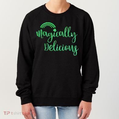 Glitter Magically Delicious Rainbow Shamrock St Patrick's Women's Sweatshirt