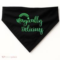 Glitter Magically Delicious Rainbow Shamrock St Patrick's USA-Made Doggie Bandana thumb 0