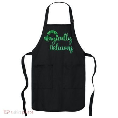 Glitter Magically Delicious Rainbow Shamrock St Patrick's Apron