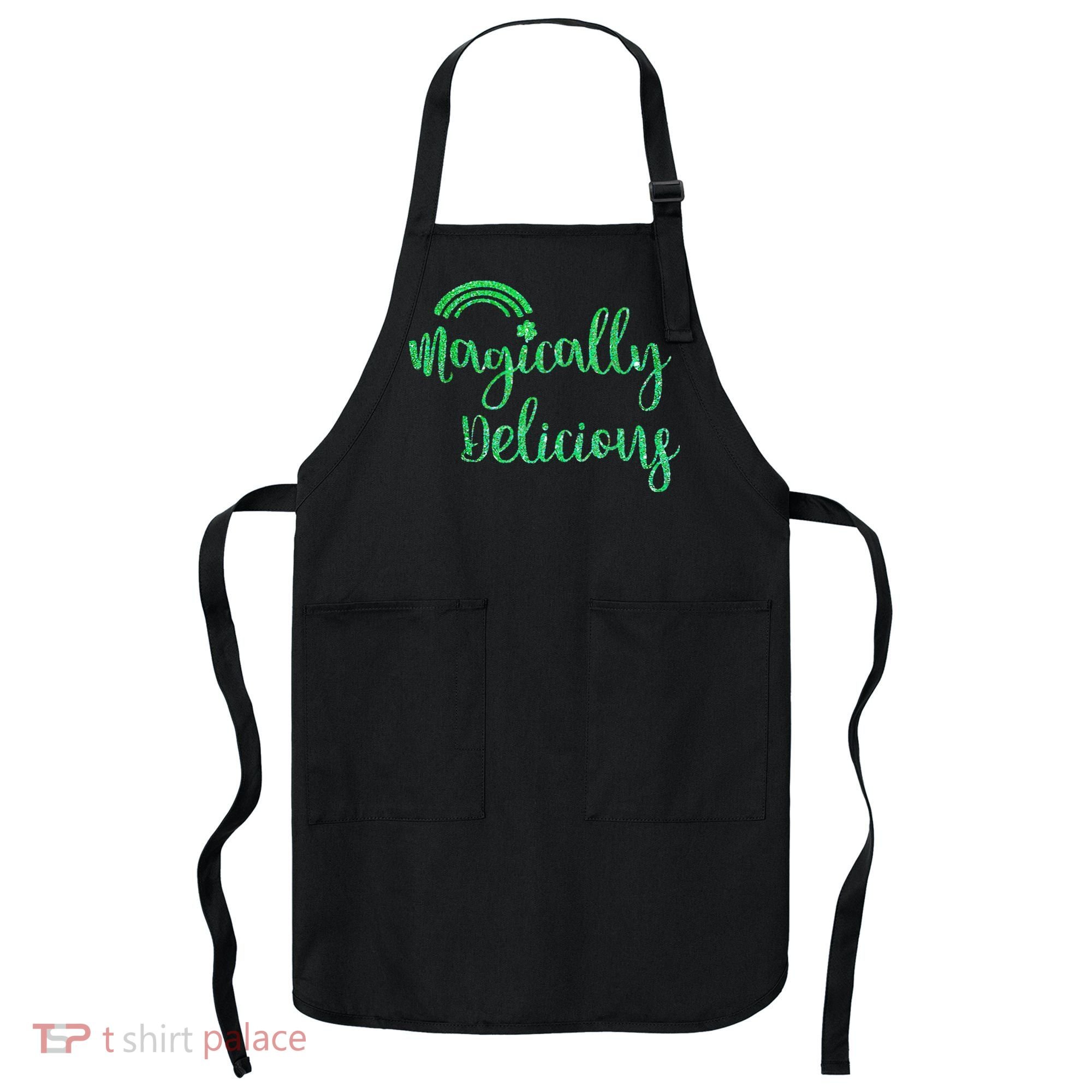 Glitter Magically Delicious Rainbow Shamrock St Patrick's Apron