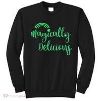 Glitter Magically Delicious Rainbow Shamrock St Patrick's Sweatshirt thumb 0