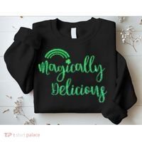 Glitter Magically Delicious Rainbow Shamrock St Patrick's Sweatshirt thumb 2