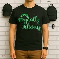 Glitter Magically Delicious Rainbow Shamrock St Patrick's T-Shirt thumb 6