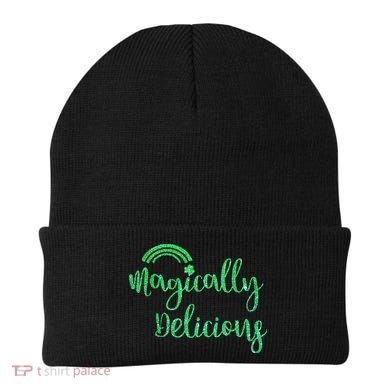 Glitter Magically Delicious Rainbow Shamrock St Patrick's Beanie