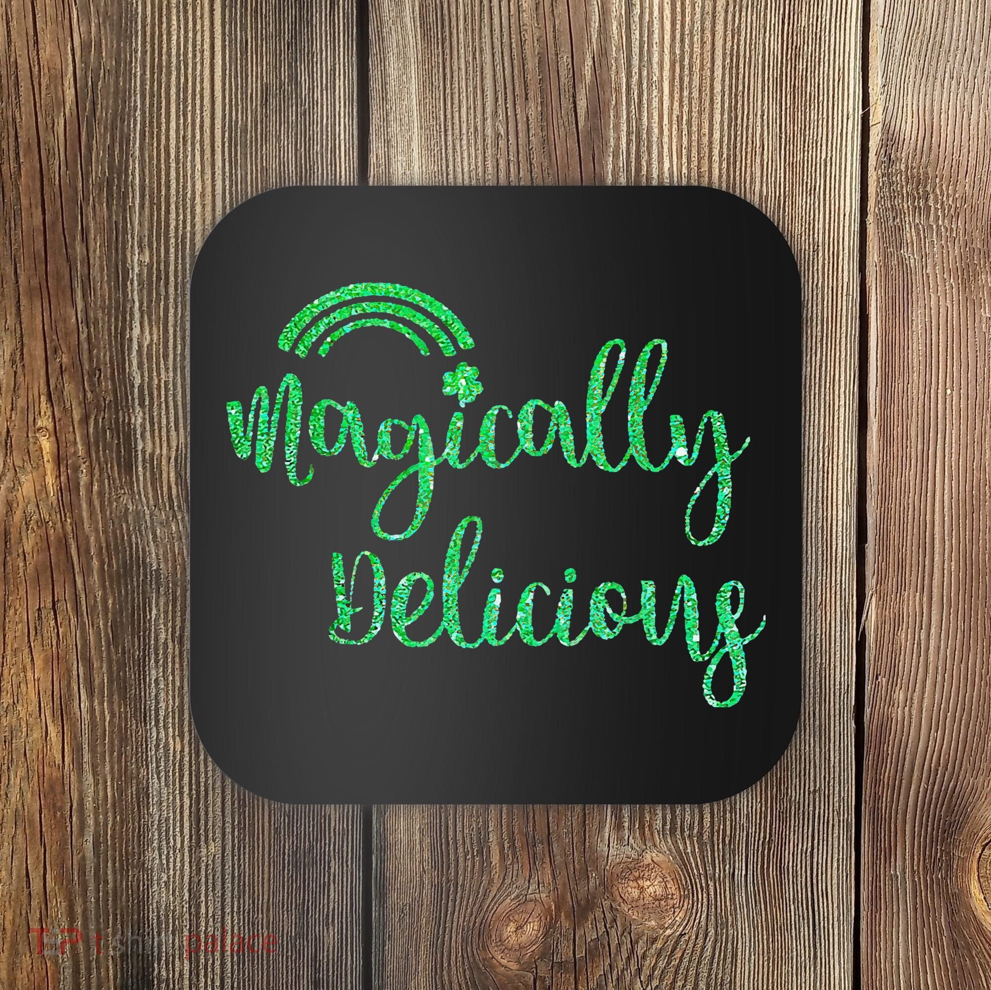 Glitter Magically Delicious Rainbow Shamrock St Patrick's Coaster