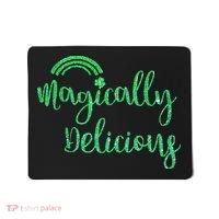 Glitter Magically Delicious Rainbow Shamrock St Patrick's Mousepad thumb 0