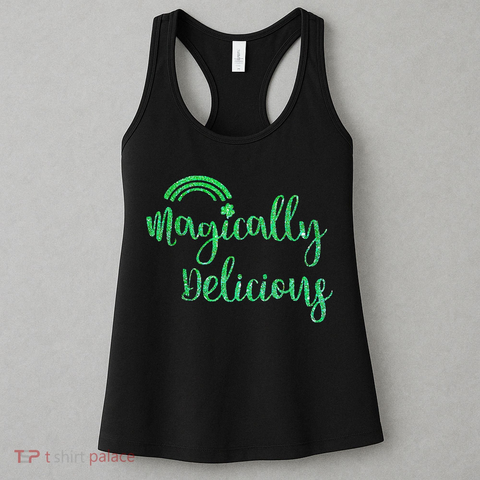 Glitter Magically Delicious Rainbow Shamrock St Patrick's Women's Tank Top