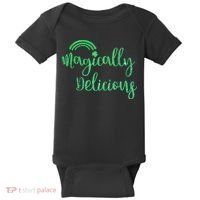 Glitter Magically Delicious Rainbow Shamrock St Patrick's Baby Bodysuit thumb 0